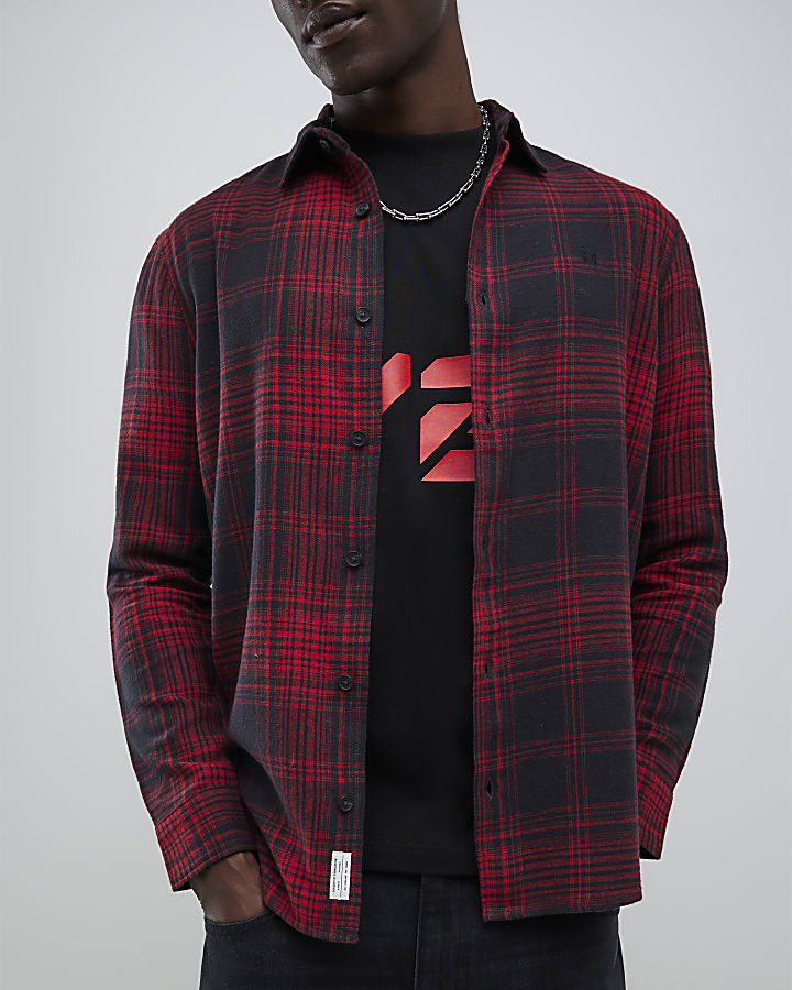 Red Regular Fit Check Shirt