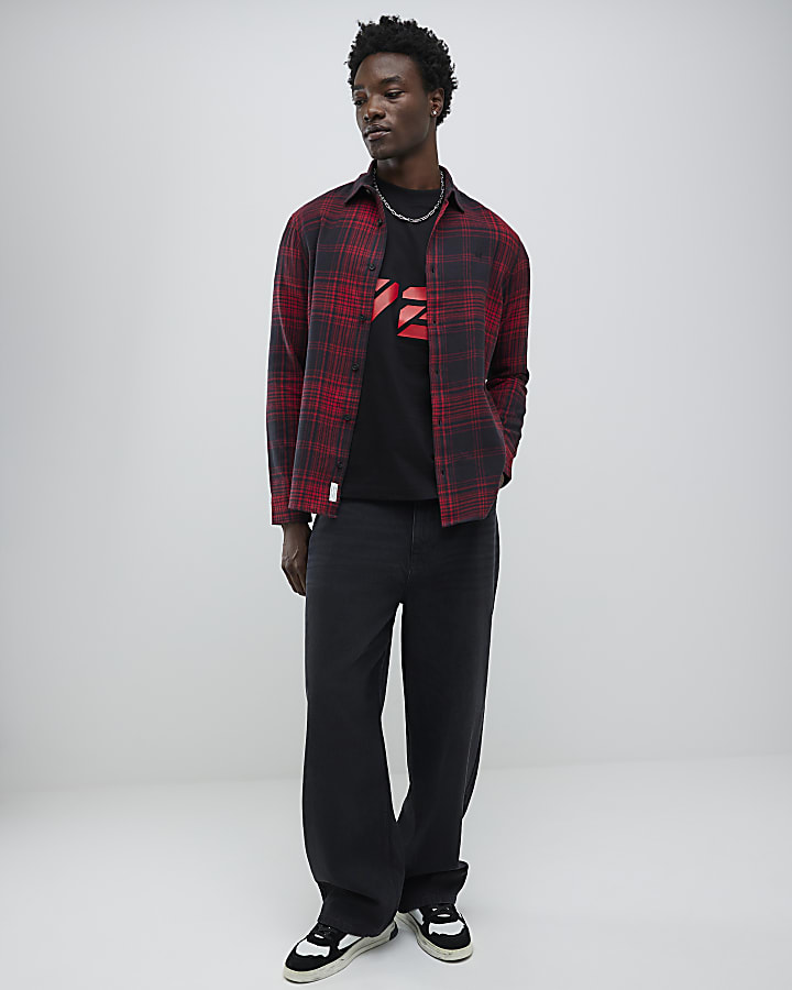 Red Regular Fit Check Shirt