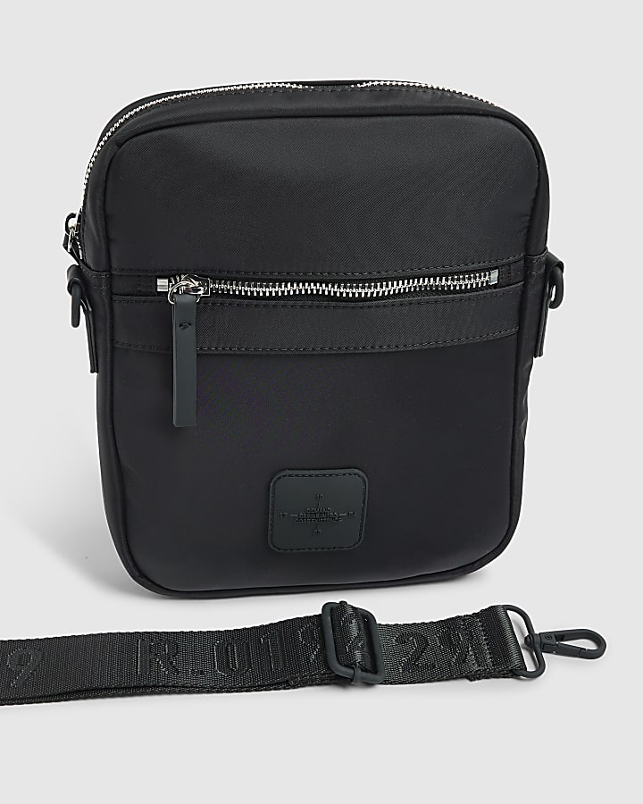 Black Nylon Badge Cross Body Bag