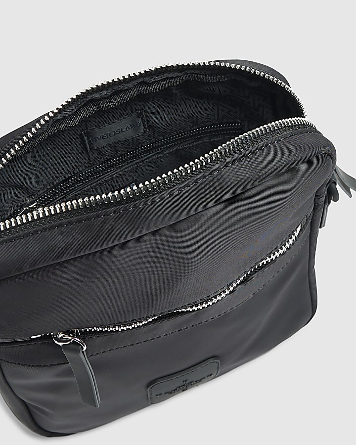 Black Nylon Badge Cross Body Bag
