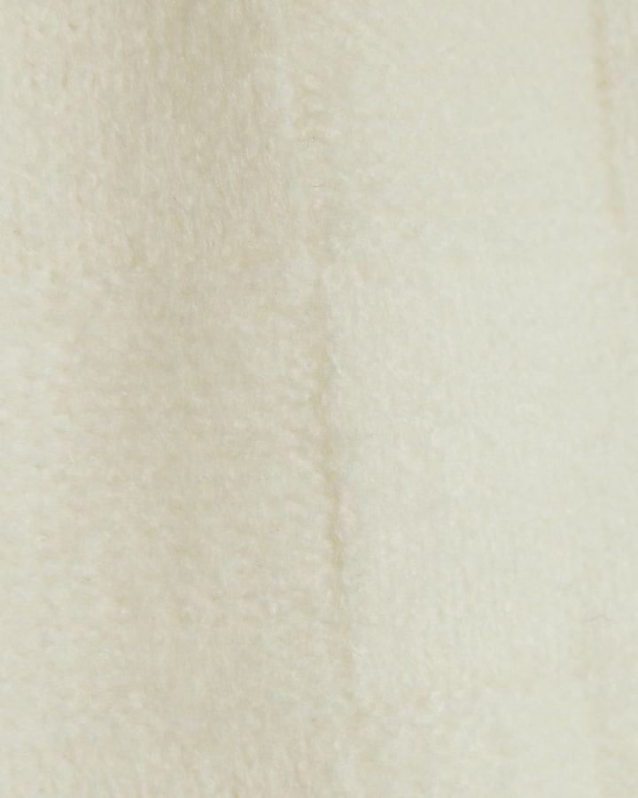 Cream Slim Fit Knitted Check Jumper
