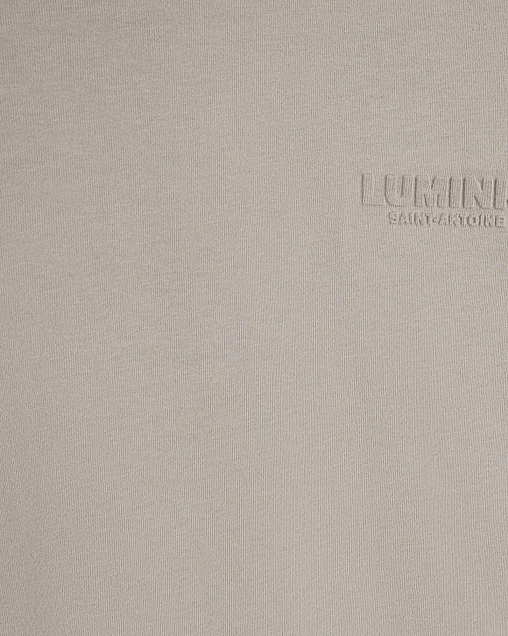 Beige Oversized Fit Luminis Embossed T-Shirt