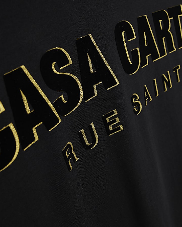Black Slim Fit Casa Carta T-Shirt