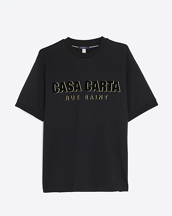Black Slim Fit Casa Carta T-Shirt