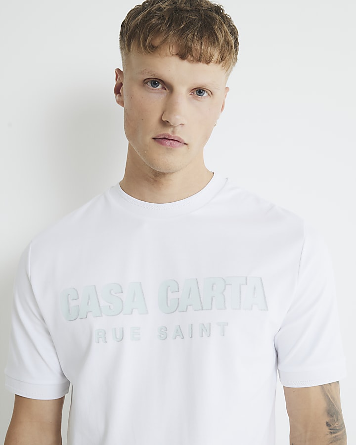 White Slim Fit Casa Carta T-Shirt