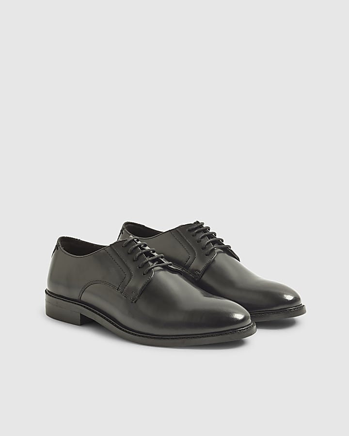 Black Leather Derby Shoes