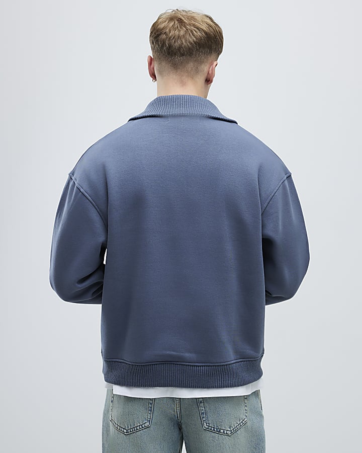 Grey Regular Fit Ribbed Sweatshirt