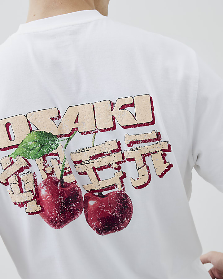 White Regular Fit Japanese Cherry T-Shirt