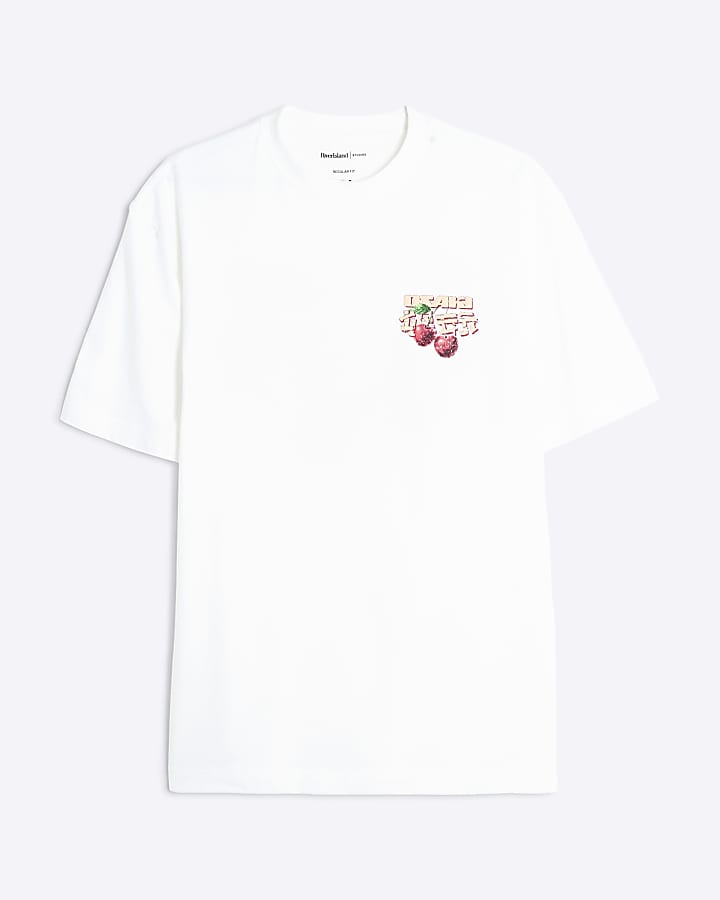 White Regular Fit Japanese Cherry T-Shirt
