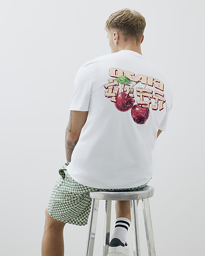 White Regular Fit Japanese Cherry T-Shirt