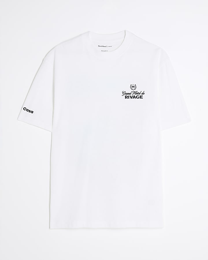 White Regular Fit Grand Hotel T-Shirt