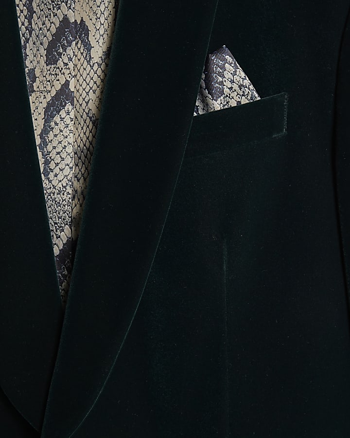 Green Slim Fit Velvet Suit Jacket