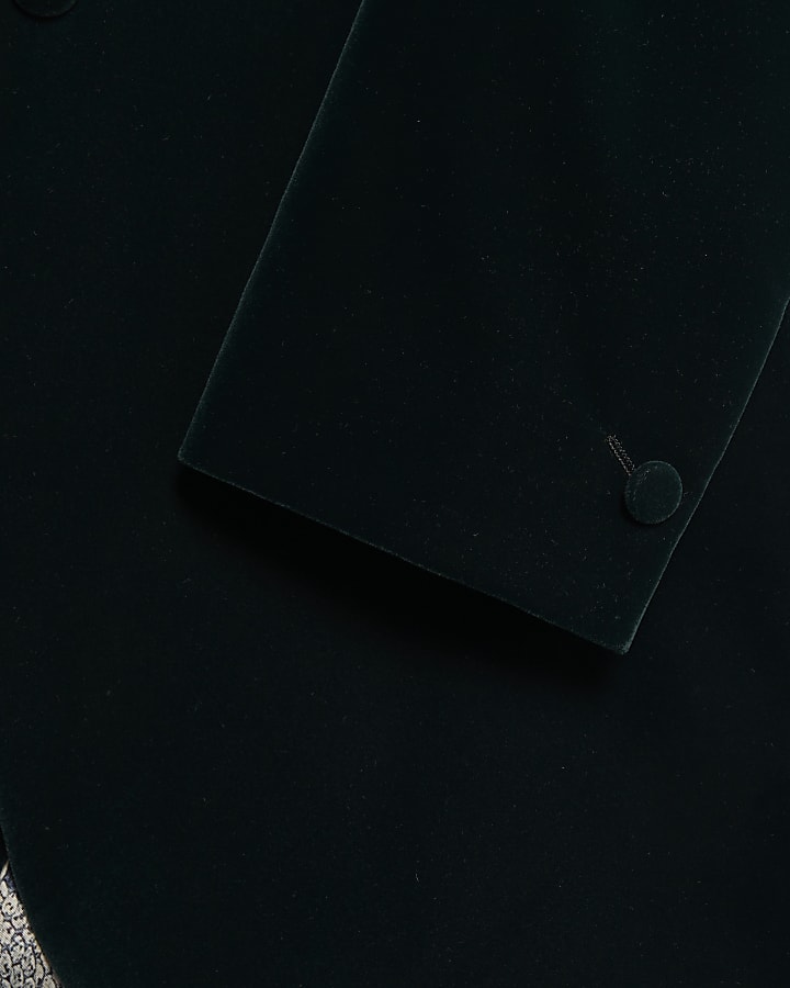 Green Slim Fit Velvet Suit Jacket