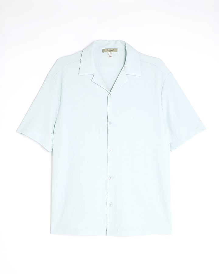 Blue Regular Fit Crinkle Textured Shirt