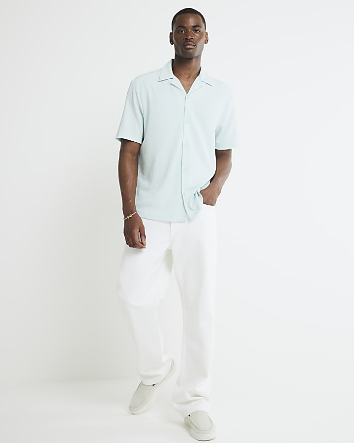 Blue Regular Fit Crinkle Textured Shirt