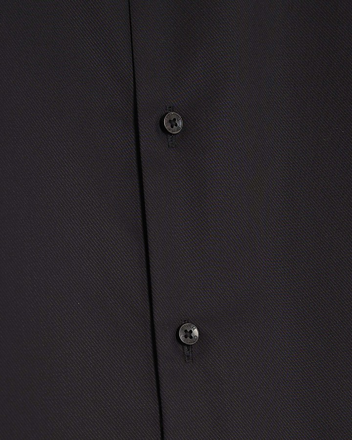 Black Slim Fit Trimmed Suit Shirt