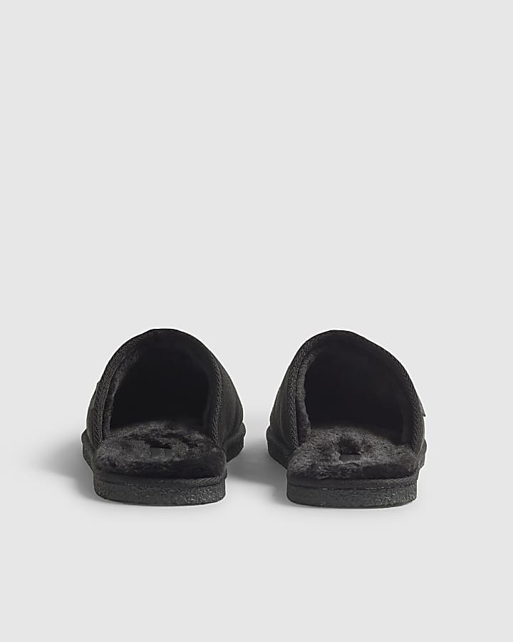 Black Microfibre Mule Slipper