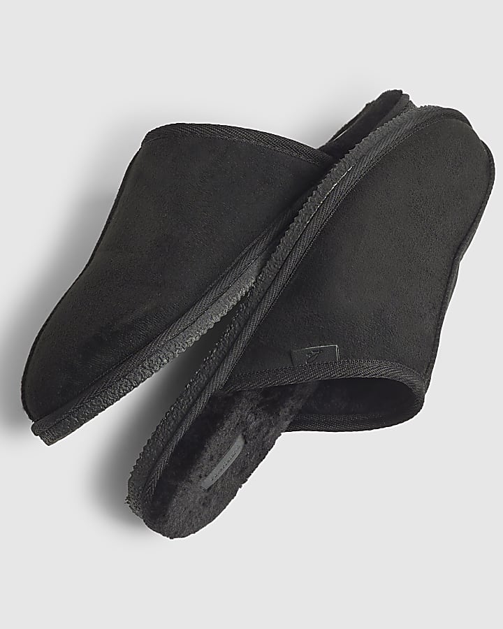 Black Microfibre Mule Slipper