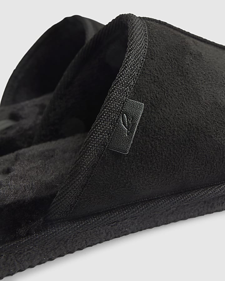 Black Microfibre Mule Slipper