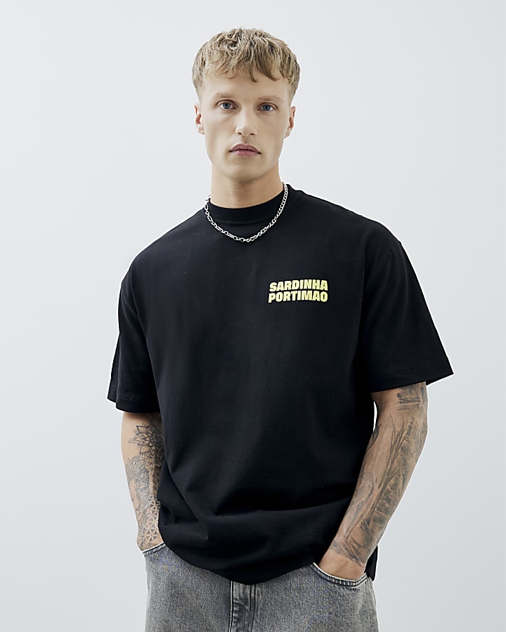 Black Boxy Fit Sardine Tin T-Shirt