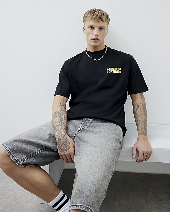 Black Boxy Fit Sardine Tin T-Shirt