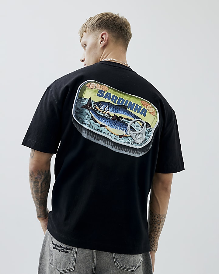 Black Boxy Fit Sardine Tin T-Shirt