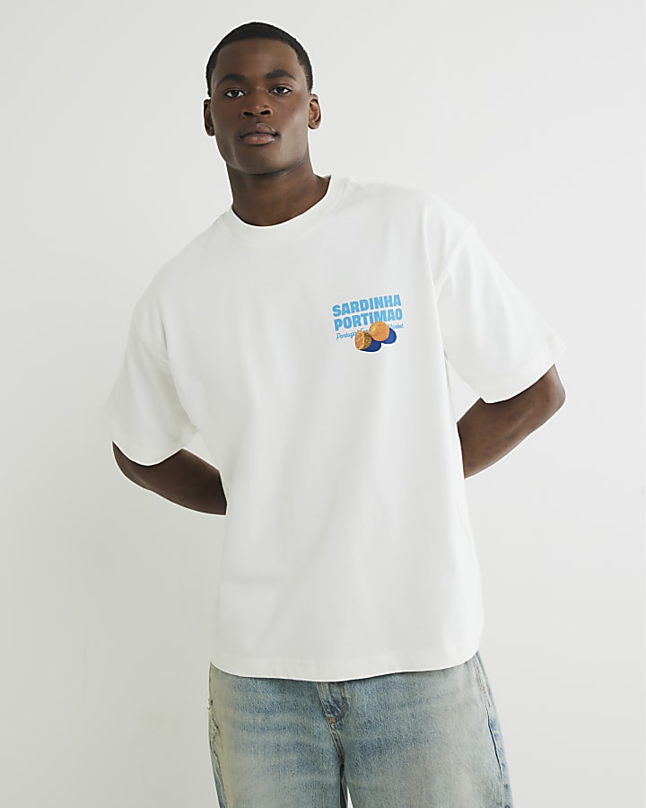 White Boxy Fit Lemon Sardine T-Shirt
