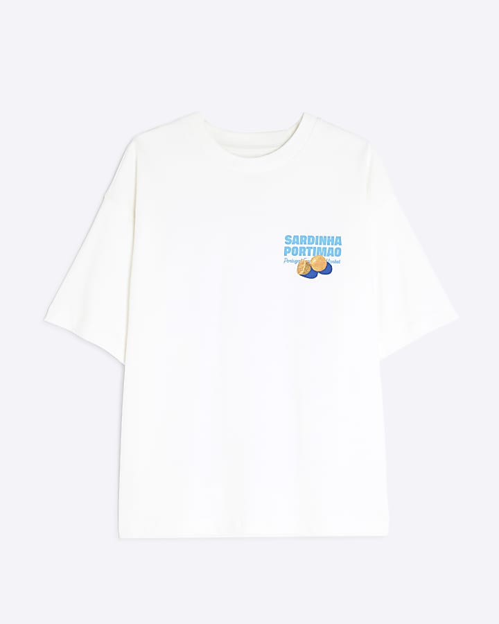 White Boxy Fit Lemon Sardine T-Shirt