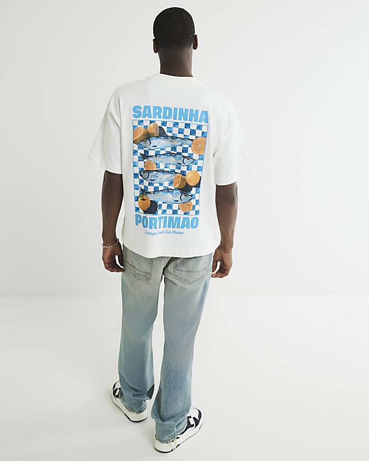 White Boxy Fit Lemon Sardine T-Shirt