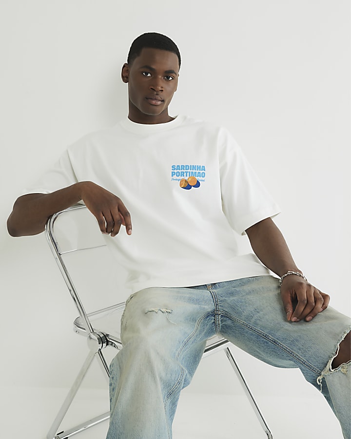 White Boxy Fit Lemon Sardine T-Shirt
