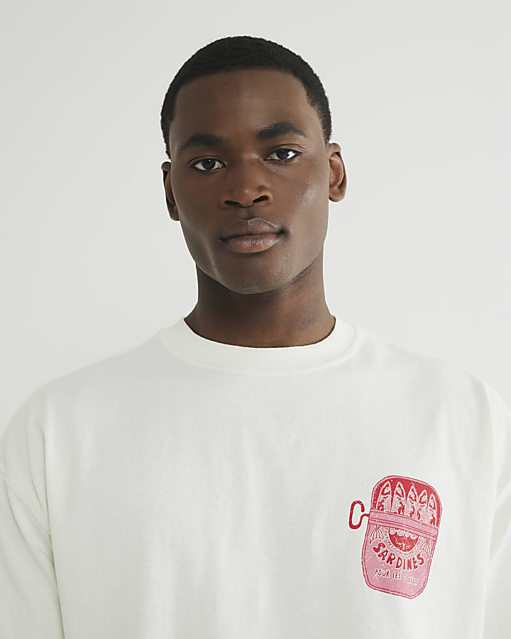 Ecru Boxy Fit Sardine T-Shirt