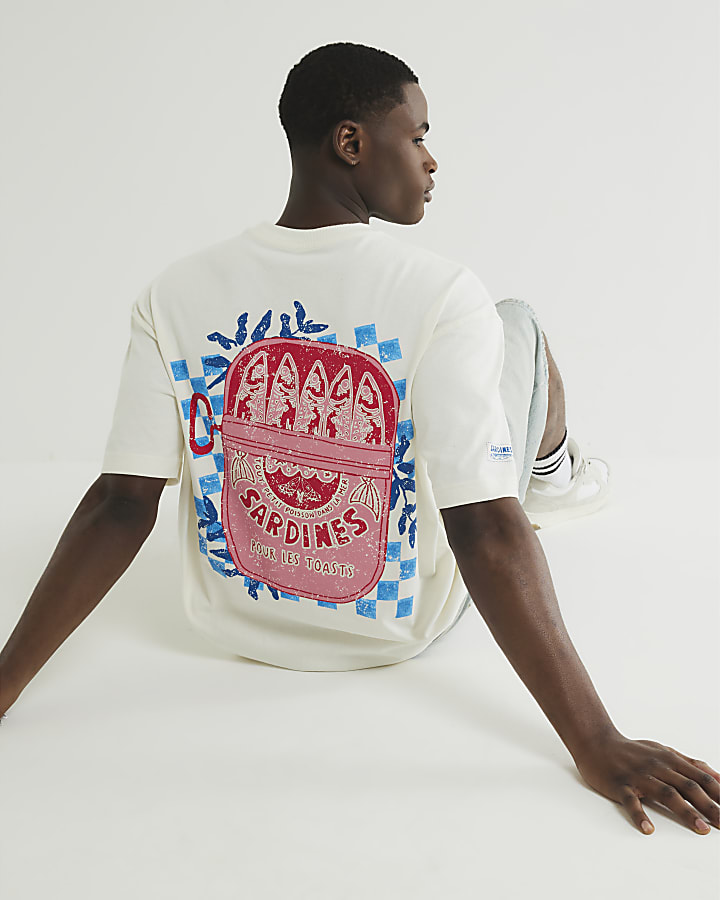 Ecru Boxy Fit Sardine T-Shirt