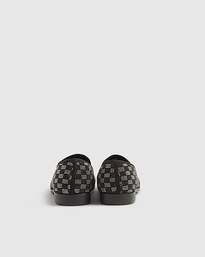Silver Checkerboard Slip On Loafers