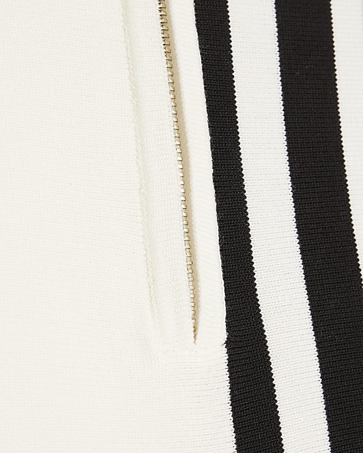 Black Striped Splice Zip Polo Shirt