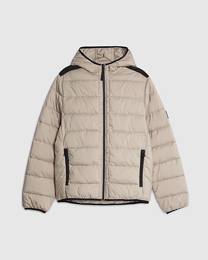 Beige  Hooded Puffer Jacket