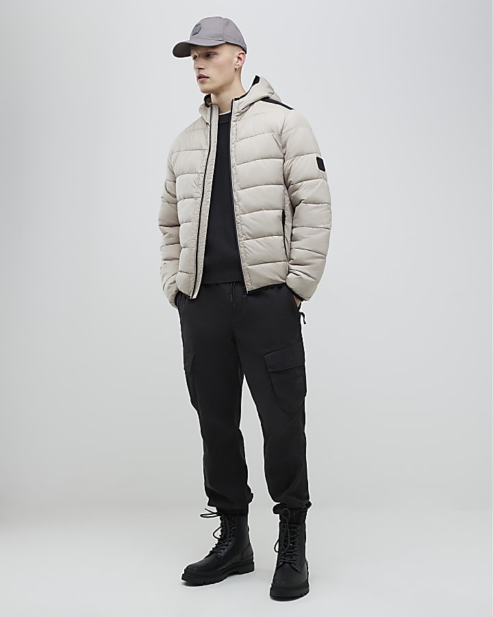 Beige  Hooded Puffer Jacket