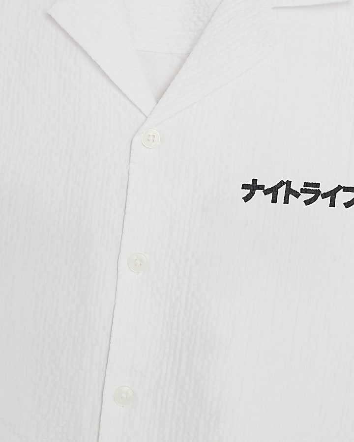 White Regular Fit Floral Japanese Shirt
