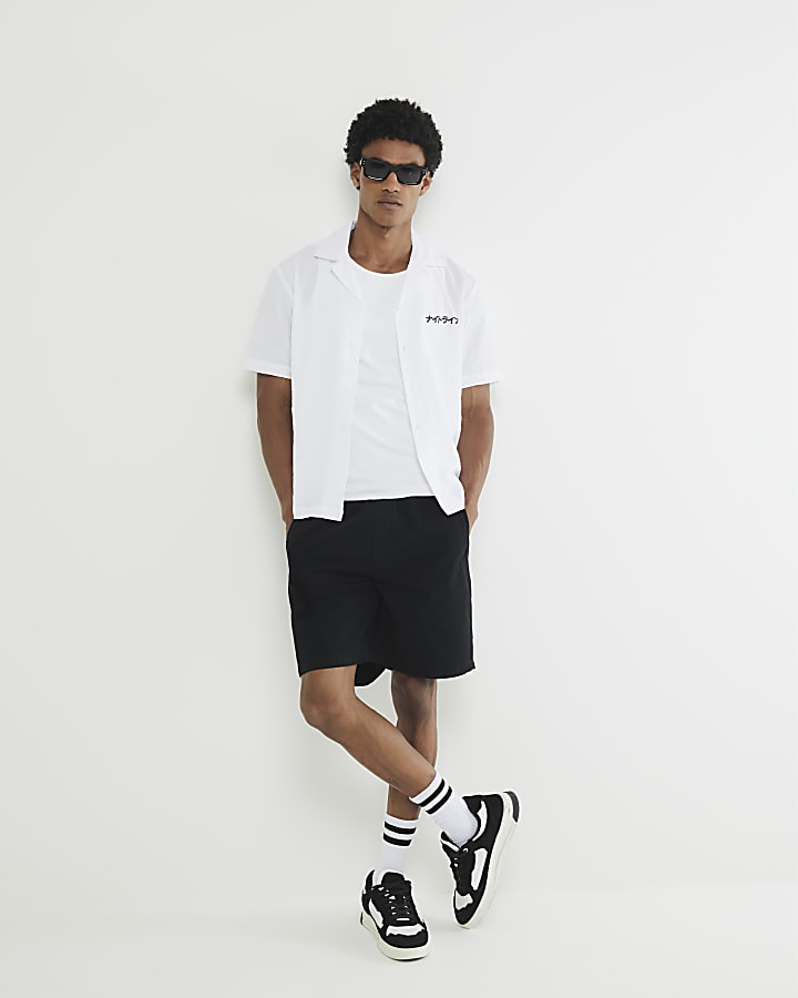 White Regular Fit Floral Japanese Shirt
