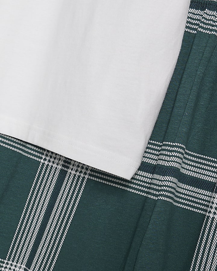 Green Check White Trousers Loungewear Set