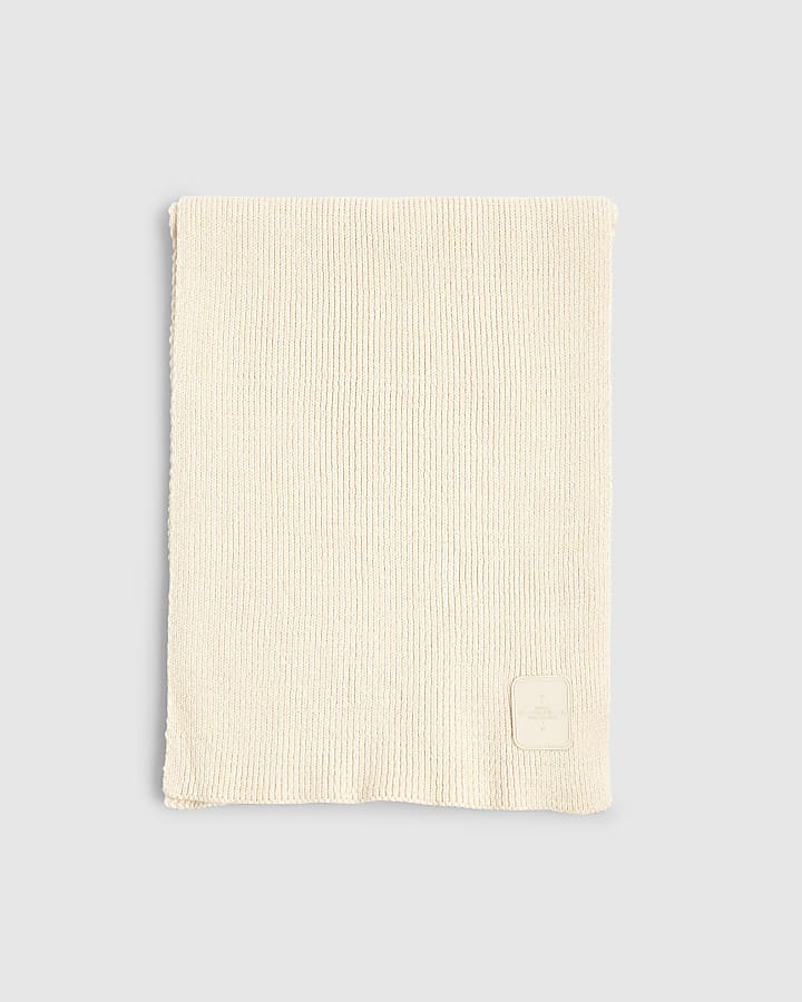 Ecru Knitted Badge Scarf