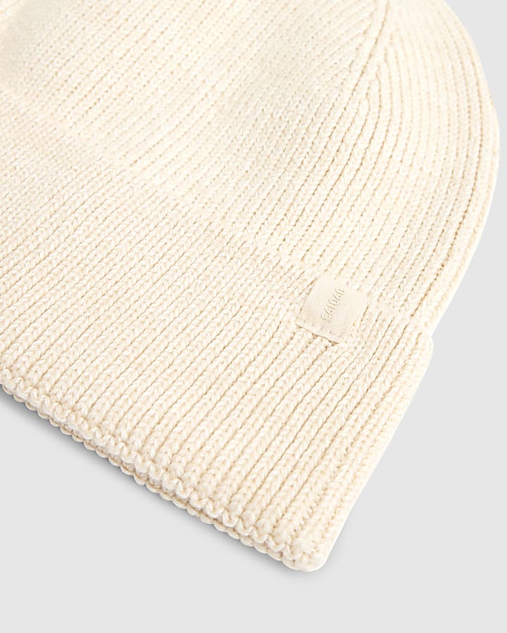 Cream Knitted Beanie Hat