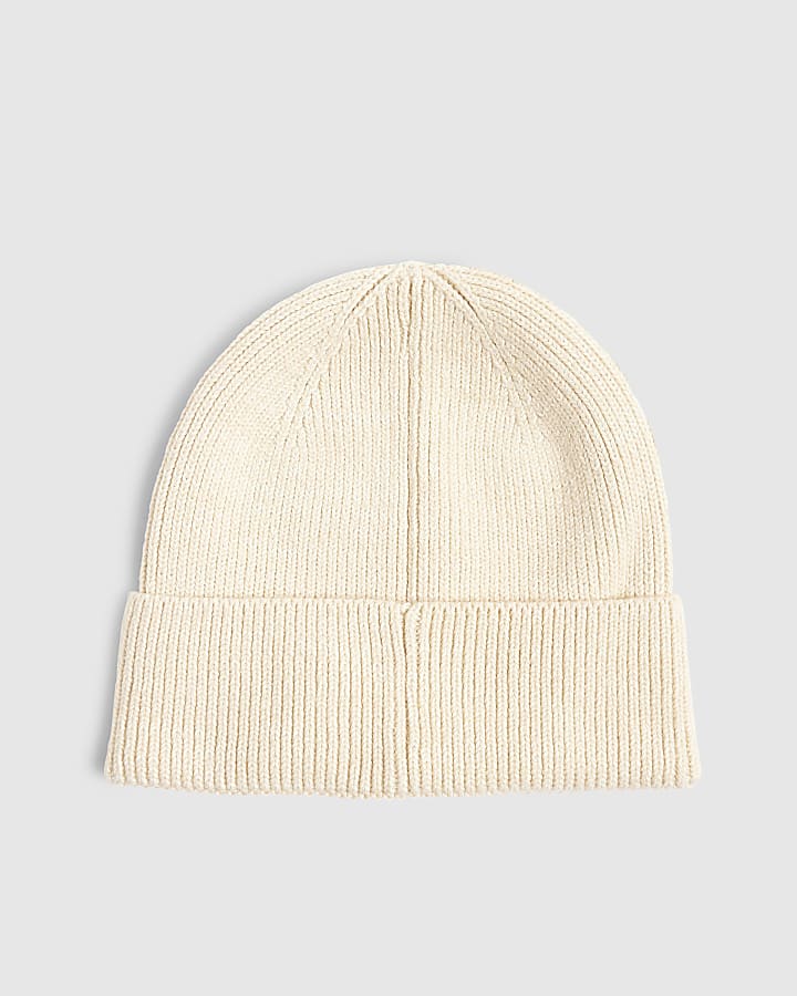 Cream Knitted Beanie Hat