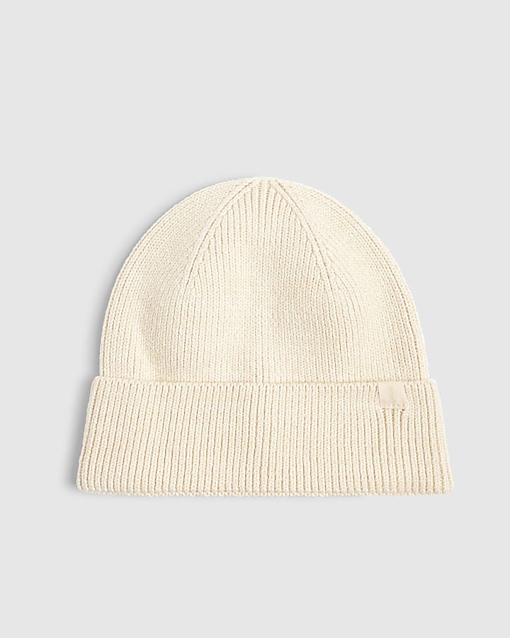 Cream Knitted Beanie Hat
