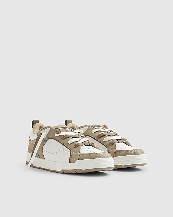 Beige Embossed Stars Trainers