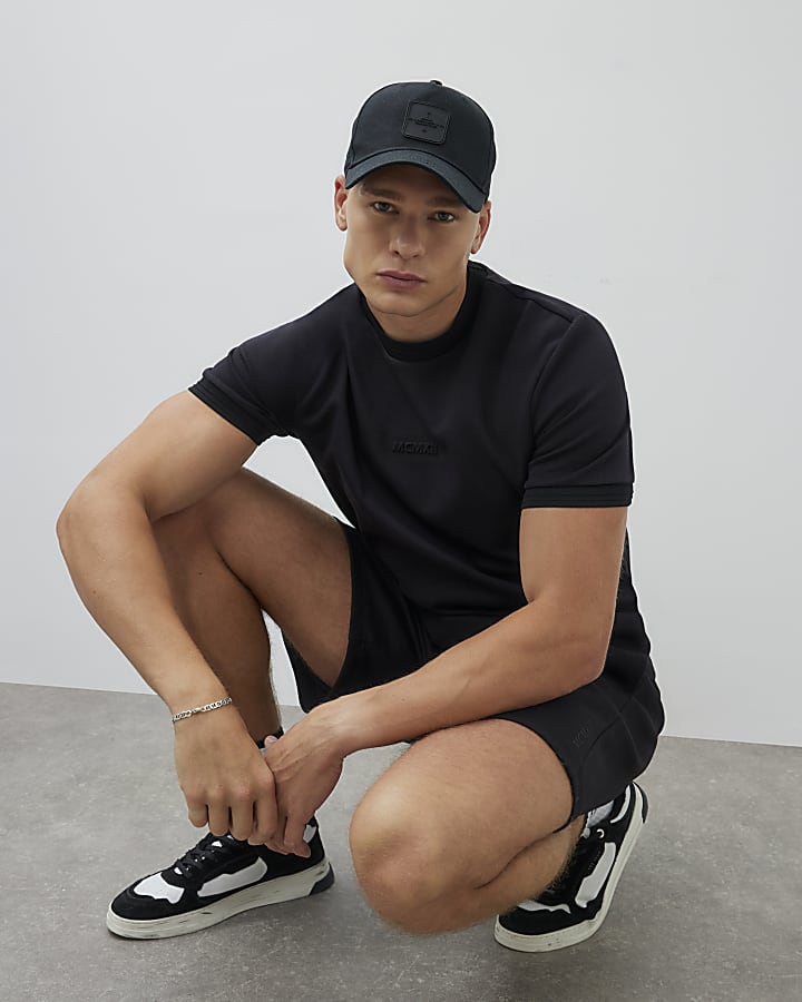 Black Slim Fit Embossed MCMXI T-Shirt