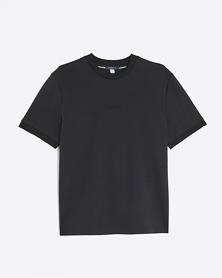 Black Slim Fit Embossed MCMXI T-Shirt