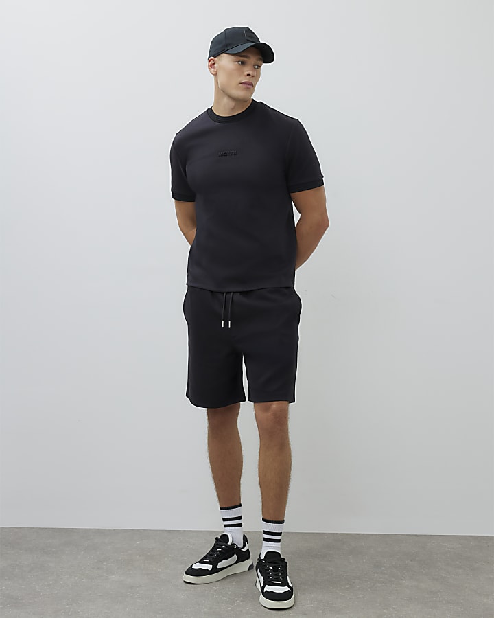 Black Slim Fit Embossed MCMXI T-Shirt