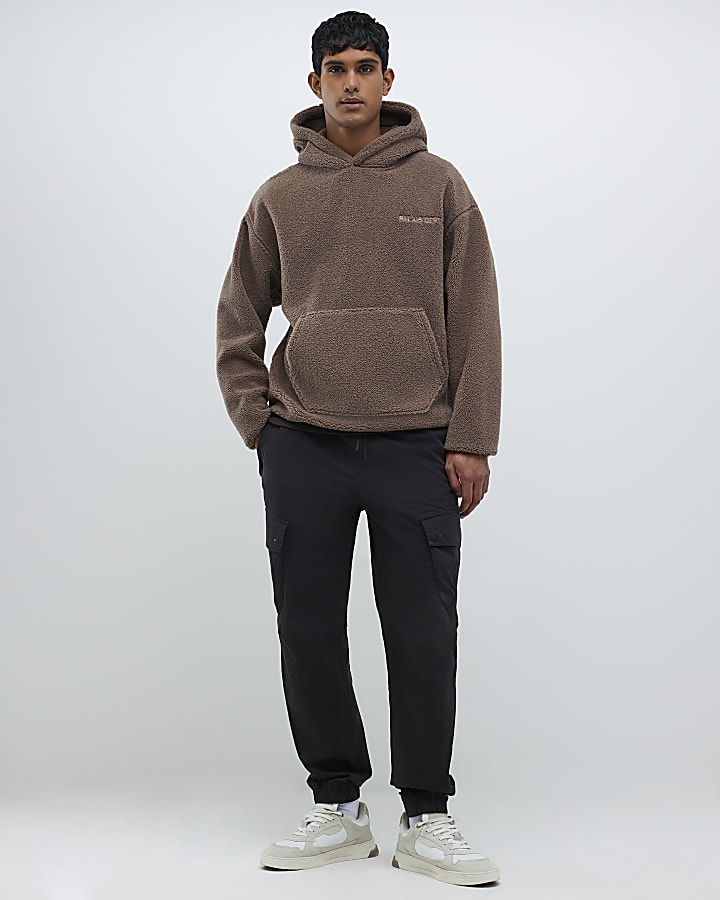Brown Oversized Fit Palais Dept Borg Hoodie