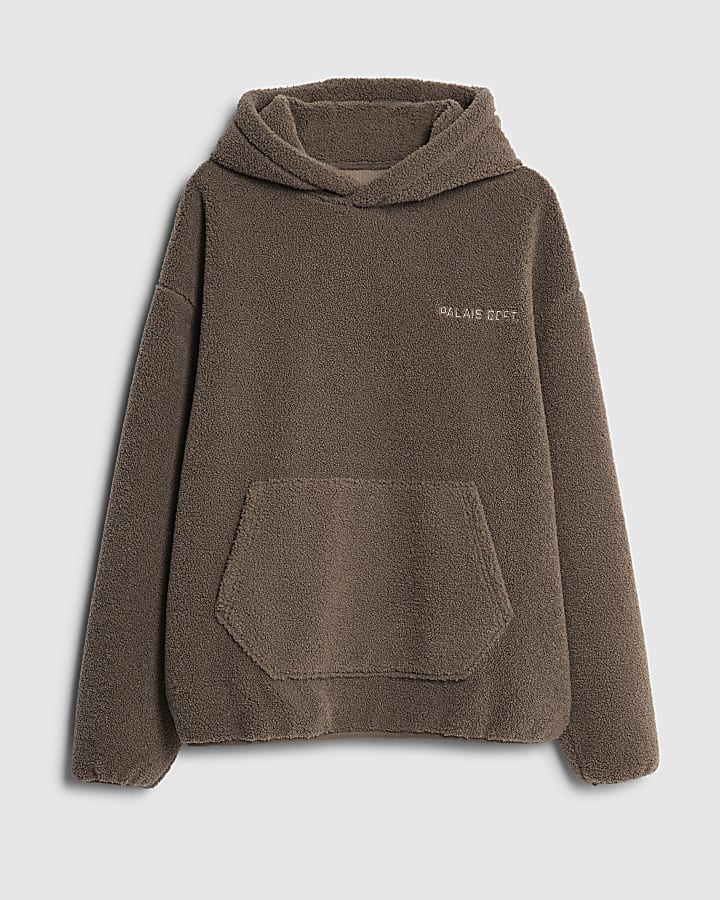 Brown Oversized Fit Palais Dept Borg Hoodie