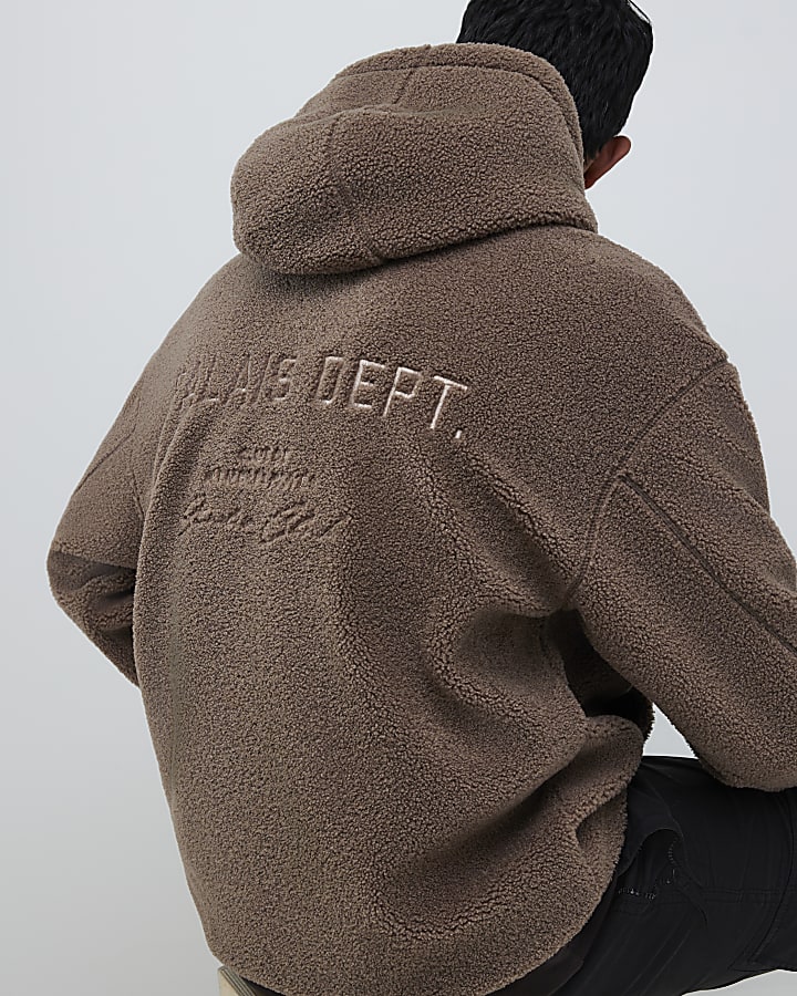 Brown Oversized Fit Palais Dept Borg Hoodie